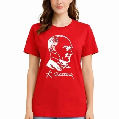 Qadın Qırmızı Velosiped Yaxalı Atatürk Çapı Köynək 1