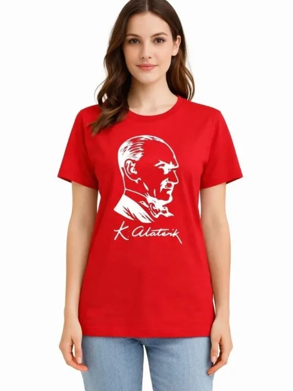 Qadın Qırmızı Velosiped Yaxalı Atatürk Çapı Köynək 1