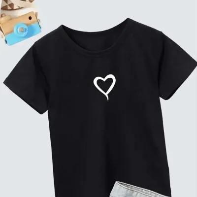 Παιδικό Μαύρο Oversize Printed Βαμβακερό T-shirt 1