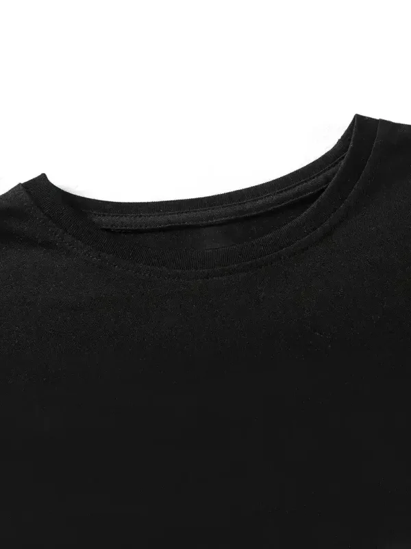 Ženska crna oversized biciklistička kragna crtani print majica 4